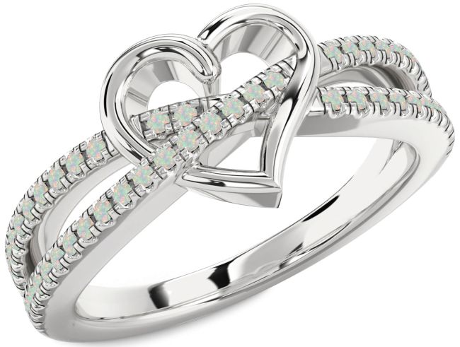 Opal Silver Heart Ring