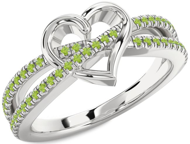 Peridot Silver Heart Ring
