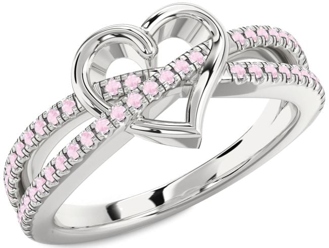 Rose Quartz Silver Heart Ring