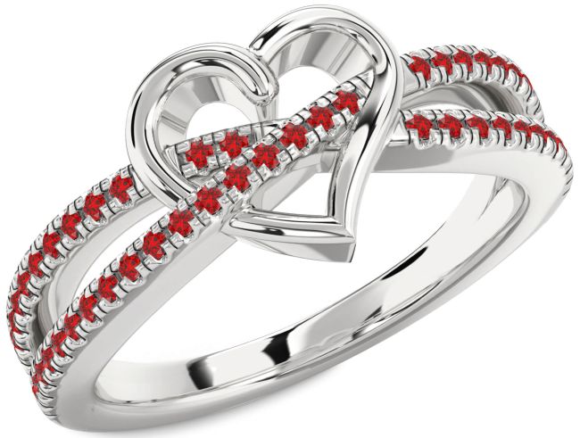 Ruby Platinum Heart Ring