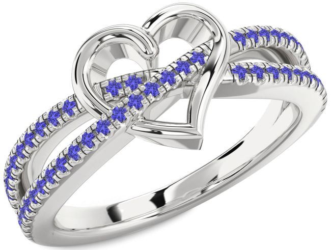 Tanzanite Silver Heart Ring
