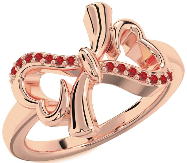 Ruby Rose Gold Heart Bow Ring