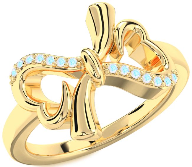 Moonstone Gold Heart Bow Ring