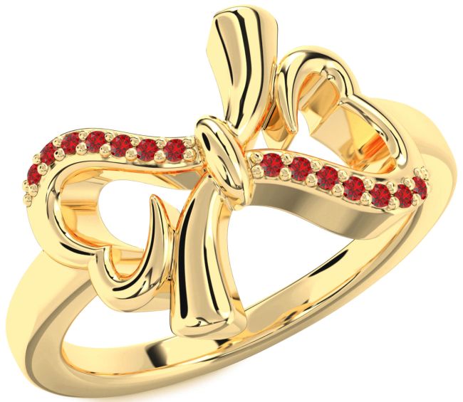 Ruby Gold Heart Bow Ring