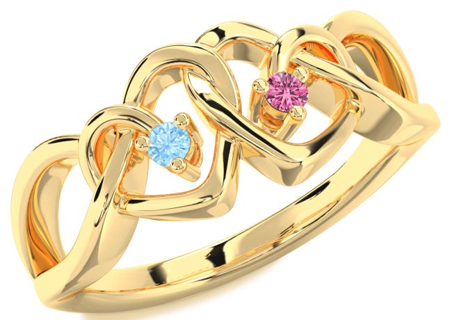 Gold Heart Two Stone Promise Ring