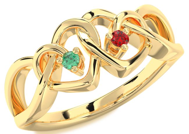 Gold Heart Two Stone Promise Ring