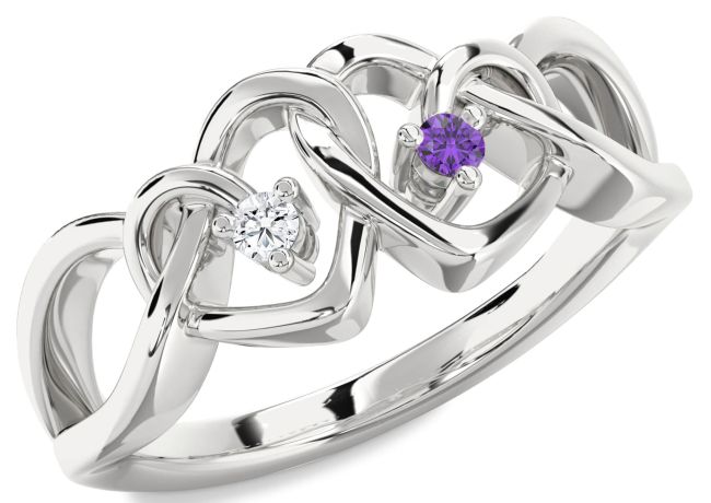 Silver Heart Two Stone Promise Ring