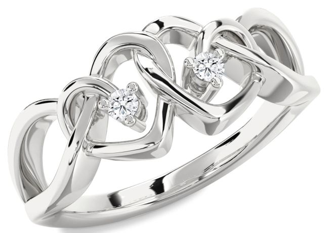 Diamond Platinum Heart Two Stone Ring