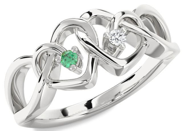 Platinum Heart Two Stone Promise Ring