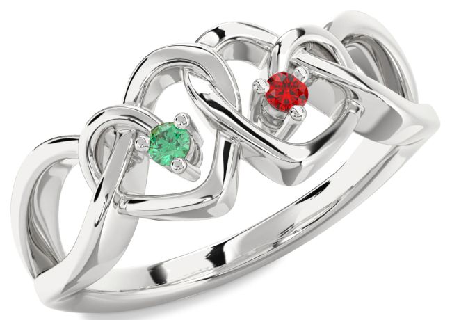 Silver Heart Two Stone Promise Ring