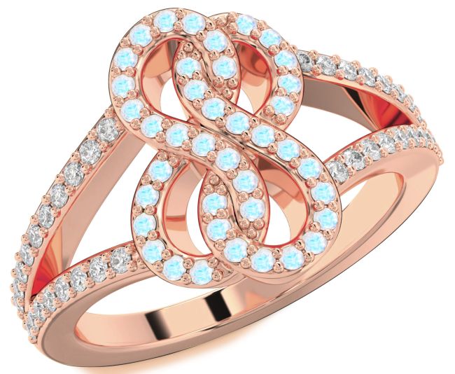 Diamond Moonstone Rose Gold Silver Infinity Round Ring