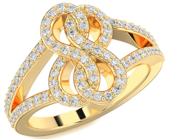 Moissanite Gold Silver Infinity Round Ring