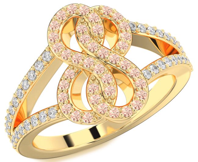 Diamond Morganite Gold Infinity Round Ring