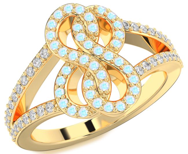 Diamond Moonstone Gold Silver Infinity Round Ring