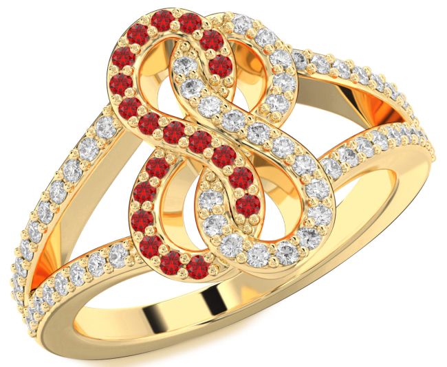 Diamond & Ruby Gold Infinity Round Promise Ring
