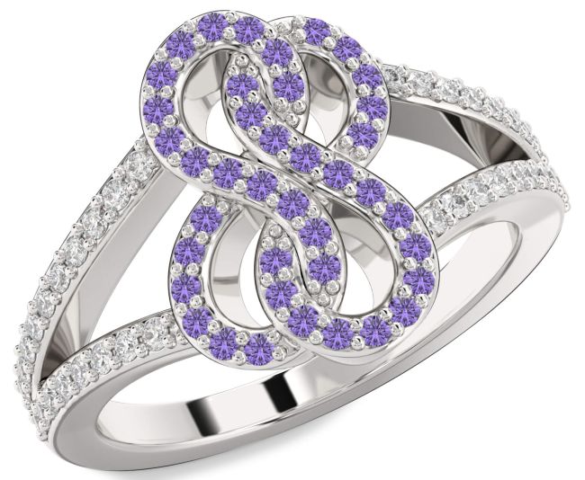 Diamond Alexandrite Platinum Infinity Round Ring