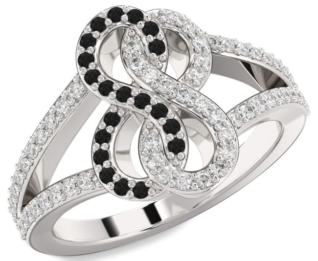 Black Diamond Silver Infinity Round Promise Ring