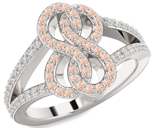 Diamond Morganite Platinum Infinity Round Ring