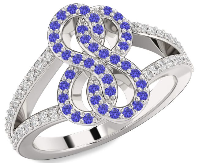 Diamond Tanzanite Platinum Infinity Round Ring