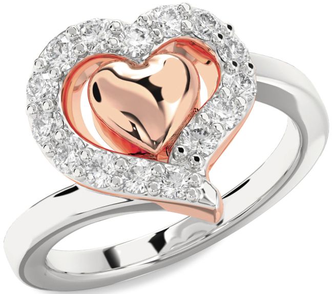 Diamond White Rose Gold Heart Ring