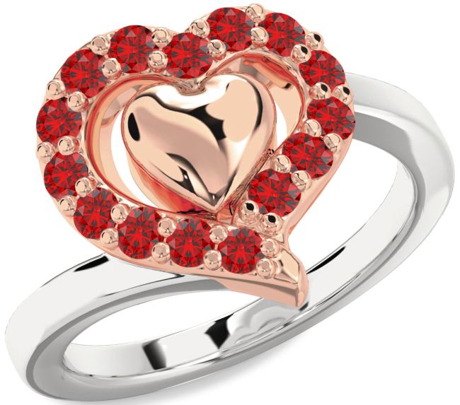 Ruby Rose Gold Silver Heart Ring