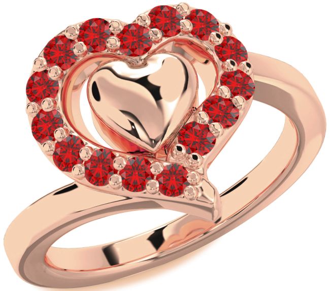 Ruby Rose Gold Silver Heart Ring