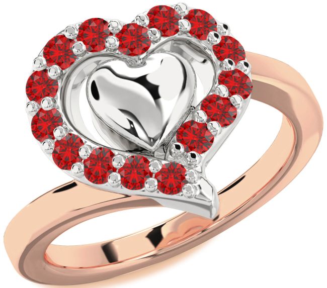 Ruby Rose Gold Silver Heart Ring