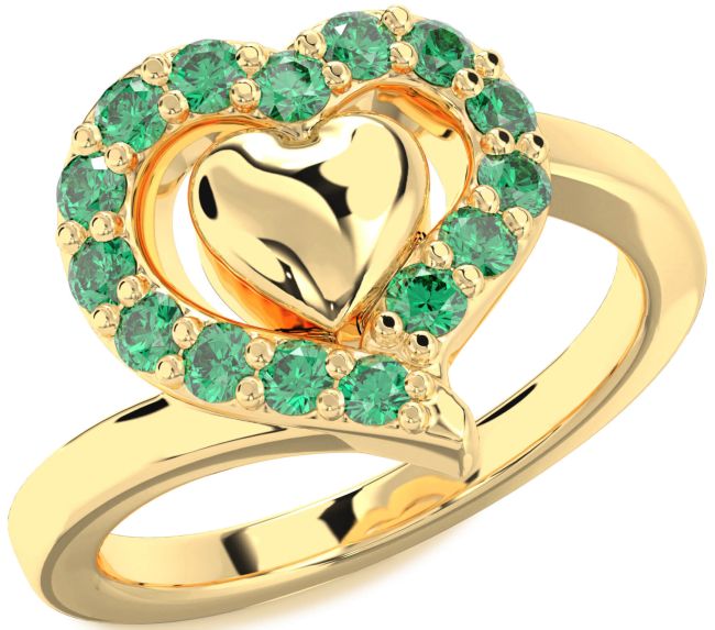Emerald Gold Heart Ring