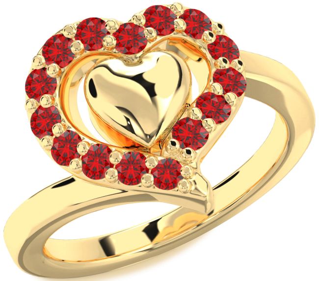 Ruby Gold Heart Ring