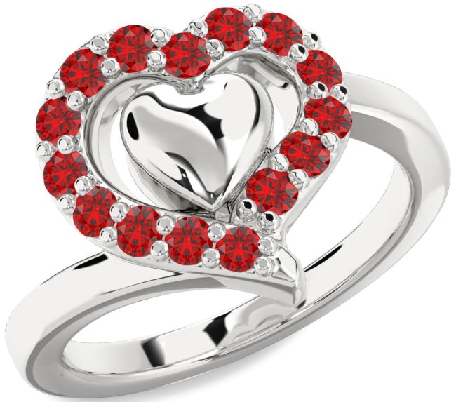 Ruby Platinum Heart Ring