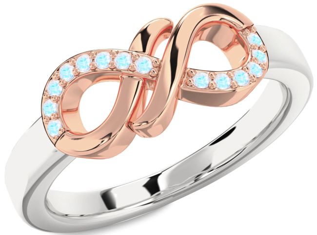 Moonstone Rose Gold Silver Infinity Round Ring