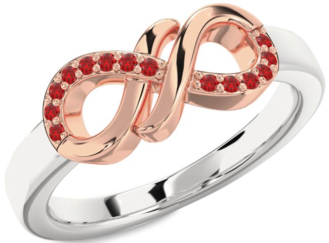 Ruby Rose Gold Silver Infinity Round Ring