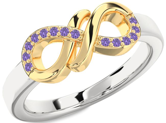 Alexandrite Gold Silver Infinity Round Ring