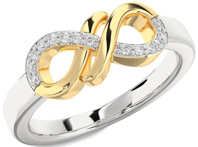 Diamond Silver & 10K gold Infinity Round Ring
