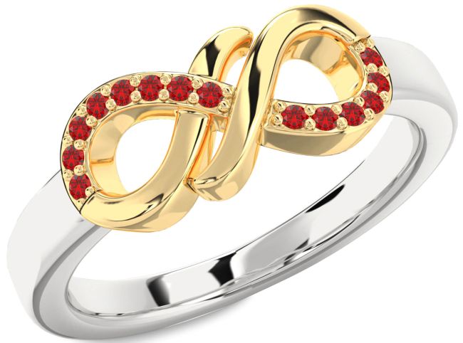 Ruby Gold Silver Infinity Round Ring