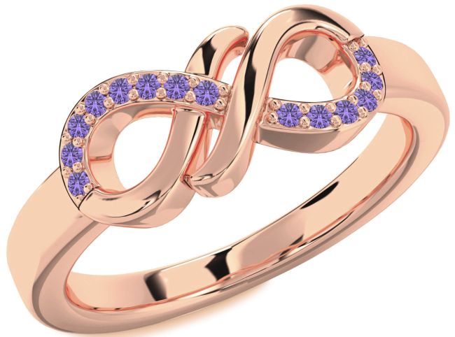 Alexandrite Rose Gold Silver Infinity Round Ring