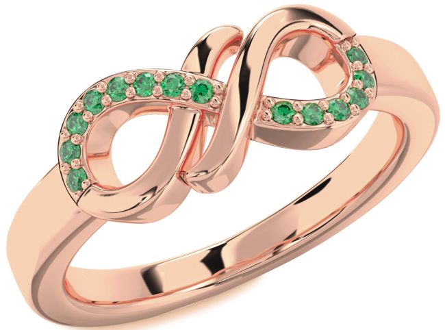 Emerald Rose Gold Infinity Round Ring