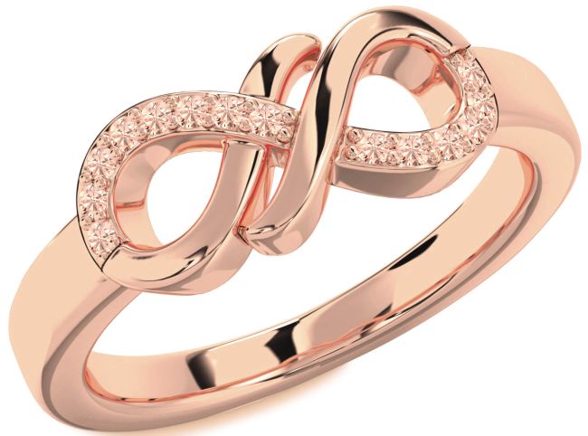 Morganite Rose Gold Silver Infinity Round Ring