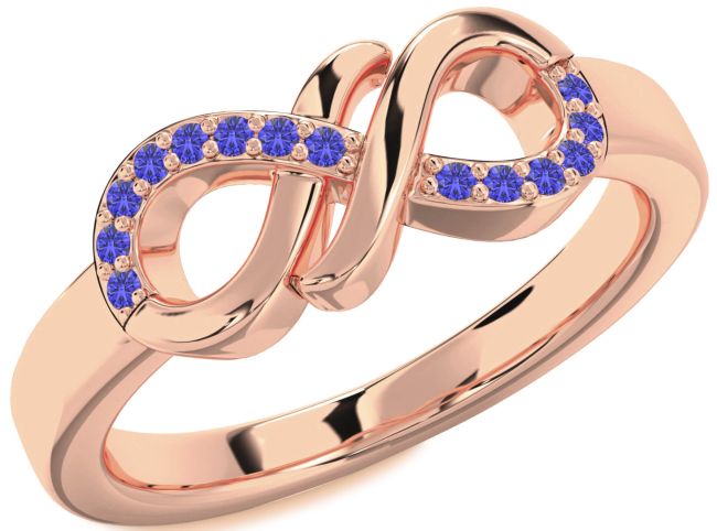 Tanzanite Rose Gold Infinity Round Ring