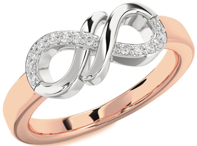 Moissanite Rose Gold Silver Infinity Round Ring