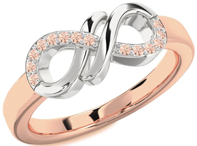 Morganite Rose Gold Silver Infinity Round Ring