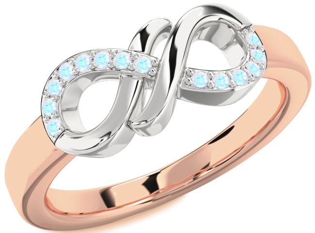Moonstone Rose Gold Silver Infinity Round Ring
