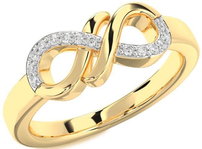 Moissanite Gold Infinity Round Ring