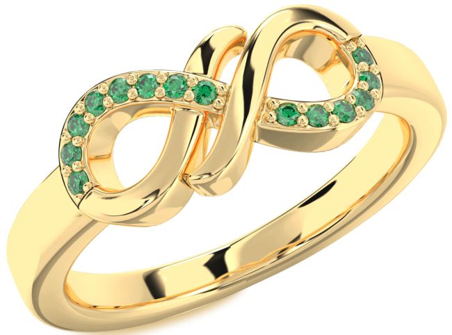 Emerald Gold Infinity Round Ring