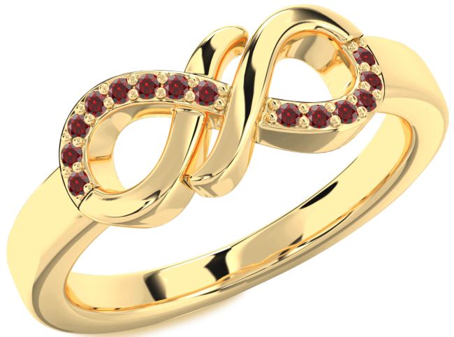 Garnet Gold Infinity Round Ring