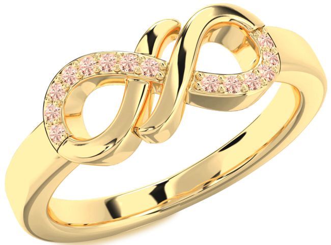 Morganite Gold Silver Infinity Round Ring