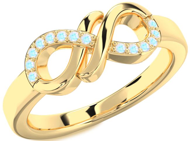 Moonstone Gold Silver Infinity Round Ring