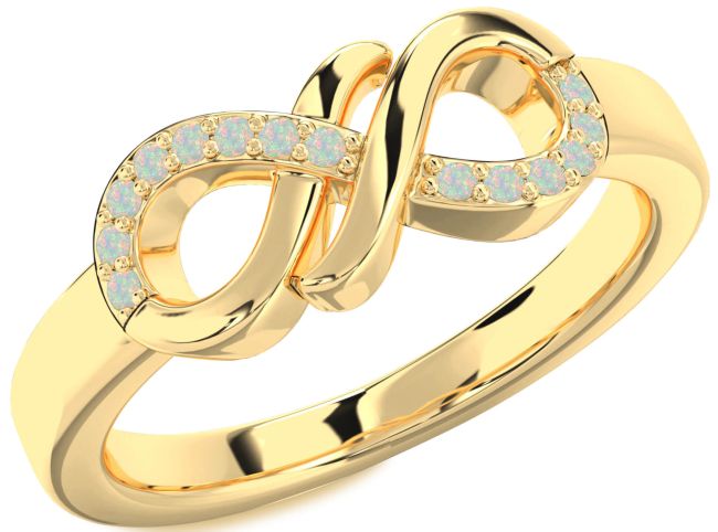 Opal Gold Silver Infinity Round Ring