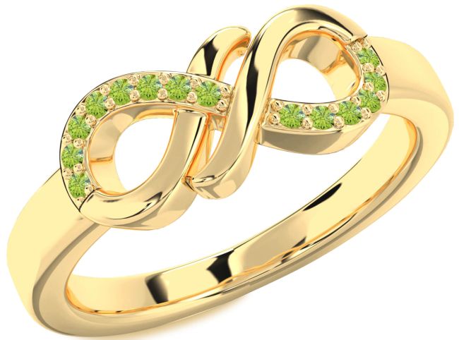 Peridot Gold Silver Infinity Round Ring