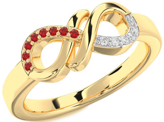 Diamond & Ruby Gold Infinity Round Promise Ring